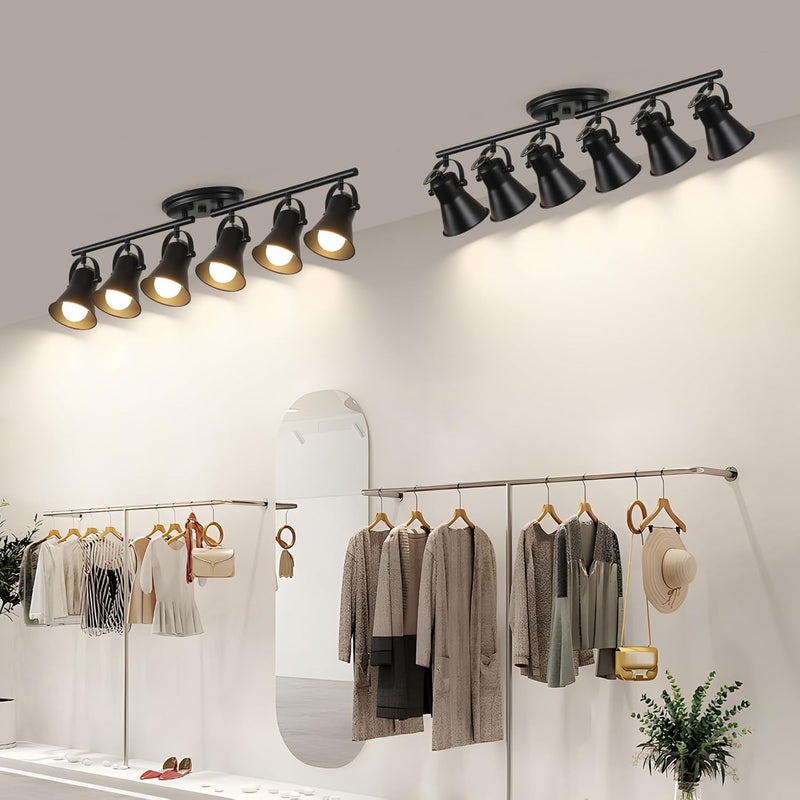 KEESFU 6-Light Track Lighting Kit,Black Semi Flush Mount Ceiling Light with 6 Rotatable Light Heads,Modern Accent Lighting for Livingroom,Bedroom,Hallway,Art Wall,Bathroom,Kitchen.(6-Light) - Image 5